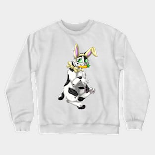 Bobtail BunnyCat: Black Bicolor Tabby (Yellow) Crewneck Sweatshirt